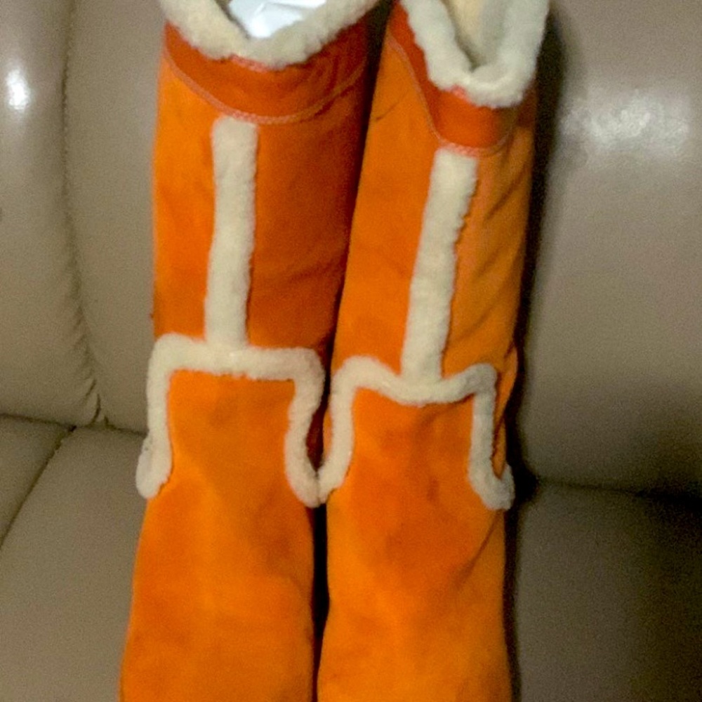 Cole Haan Womens Orange Suede Waterproof Winter Boots Sz 10B